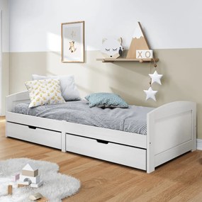 Dormeuse 2 Cassetti Bianca 90x200 Cm Legno Massello Pino Irun /