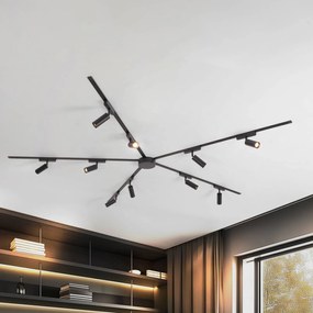 Lindby Sistema a binario 48V Lumaro, faretti, a 10 luci, nero, Ø 4 cm