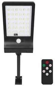 Faro 36 Led Nero con pannello solare IP44 Temperatura colore regolabile 3000K-6000K con sensore crepuscolare e di movimento Elbat