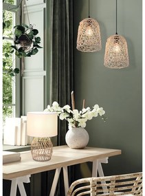 Lampada da tavolo in colore bianco e naturale (altezza 38 cm) Rike - Trio