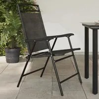 Sedie Giardino Pieghevoli 4 pz Grigio Mlange Acciaio Textilene 3157293