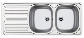 Lavello integrato 2 vasche in inox argento DELINIA Aurora L 50 x L 116 cm