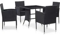 Set da Pranzo da Giardino 5 pz in Polyrattan Nero 46402