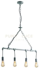 Lampadario a sospensione amarcord zincata 4 luci attacco e27 86x110cm