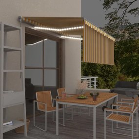 Tenda Da Sole Retrattile Parasole Led 3,5x2,5m Gialla E Bianca /