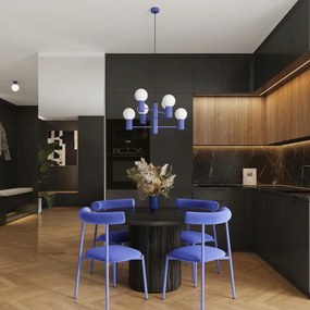 Lampadario blu con paralume in vetro Orbital – Sollux