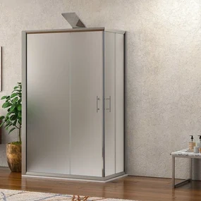Kamalu - Box doccia tre lati 80x130x80 vetro opaco apertura angolare KF1000