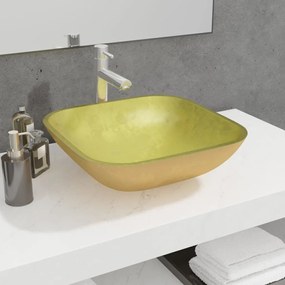 Lavandino İn Vetro 42x42x14 Cm Oro /
