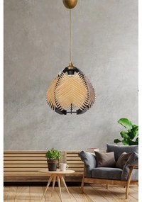 Lampadario nero/beige con paralume in tessuto ø 25 cm – Opviq lights