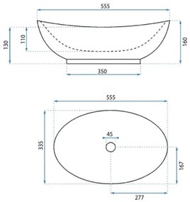 REA-U6801 - Lavabo da appoggio KATE 33,5x55,5 cm ceramica/bianco lucido