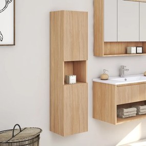 Kamalu - Composizione bagno cannettata 80 cm rovere chiaro | LAC-IRIDE-80