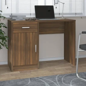 Scrivania Cassetto Rovere Marrone 100x40x73cm Legno Multistrato /