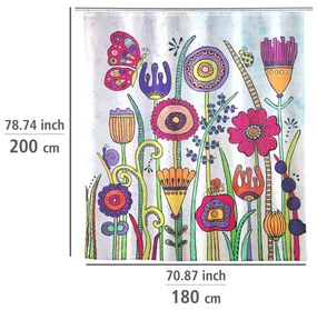 Tenda da doccia 180x200 cm Rollin'Art Full Bloom - Wenko