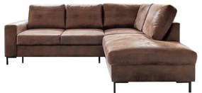 Divano letto angolare in similpelle marrone (angolo destro) Lofty Lilly - Miuform