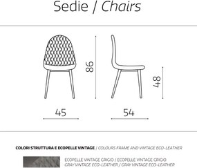 Sedia sala da pranzo ecopelle Grigio - SOFT 2 sedie