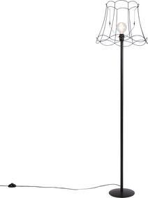 Lampada da terra nera con paralume a telaio Granny nero 45 cm - Simplo