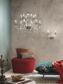 Lampadario in vetro e cristallo fume' livia 12 luci lp.livia-12-fume