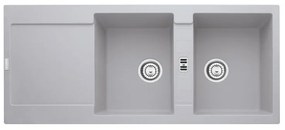 Lavello integrato 2 vasche con gocciolatoio laterale destro o sinistro FRANKE Maris alluminio L 50 x L 116 cm argento