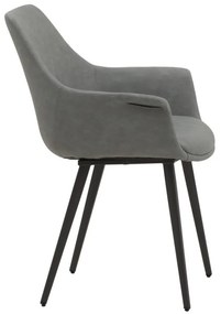 Set di sedie MIRASIERRA in similpelle grigio e gambe in metallo nero, con braccioli