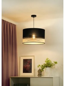 Duolla - Lampadario a sospensione con filo DOUBLE RATTAN 1xE27/15W/230V diametro 40 cm nero/beige