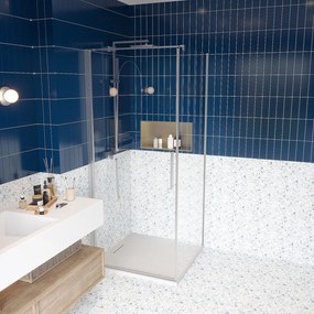 Box doccia 100x80 a battente vetro temperato 6 mm 195 H cromo Linje
