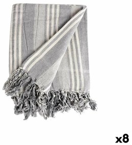 Foulard Multiuso Righe 235 x 205 cm Bianco Grigio (8 Unità)