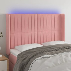 Testiera A Led Rosa 147x16x118/128 Cm İn Velluto /