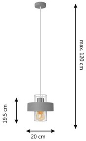 Lampadario a sospensione con filo VOLTA 1xE27/15W/230V grigio