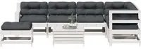 Set Salotto Giardino 8pz con Cuscini Bianco Legno Massello Pinocod mxl 116292