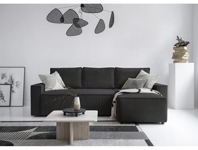 Divano letto angolare in velluto a coste color antracite Brave Dave - Miuform