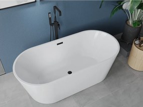 Mexen Luna vasca da bagno indipendente 140 x 75 cm, bianca, troppopieno nero - 52031407500-70
