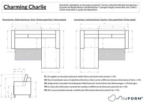 Divano letto angolare grigio scuro (angolo destro) Charming Charlie - Miuform