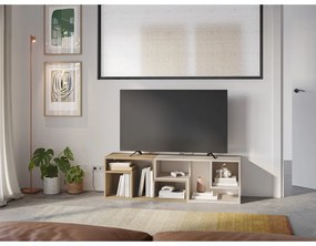 Mobile TV angolare bianco/di colore naturale con effetto rovere 145x45x35 cm Glina – Marckeric