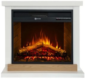 Camino elettrico da terra in legno bianco Stoccolma L75xP28xH70 cm