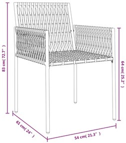 Sedie da Giardino con Cuscini 4pz Nere 54x61x83cm in Polyrattan