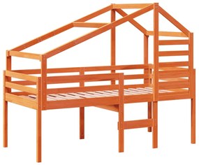 Letto a soppalco con tetto cera 90x190cm legno massello di pino