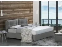 Letto singolo Adelaide, Letto contenitore con rivestimento in tessuto, Made in Italy, Apertura frontale, adatto per materasso cm 80x190, Grigio