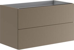 Cassettiera Opera con 2 cassetti laccato opaco nocciola L90 H50 P45,5 cm