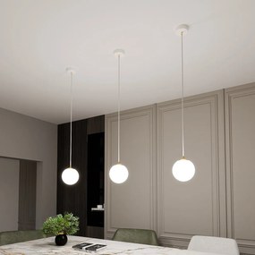 Lampadario a Sospensione in Acciaio ROYAL 1 Nero/Bianco e Oro E14