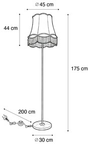 Lampada da terra in ottone con paralume Granny nero-grigio 45 cm - Kaso