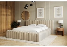 Letto matrimoniale imbottito beige con contenitore e rete inclusi 180x200 cm Carilla – ELTAP