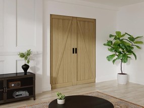Porta scorrevole doppia con sistema a incasso 2 x H205 x L63 cm in Legno e MDF Naturale chiaro - BALERMA
