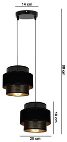 Lampadario a sospensione con filo NESS 2xE27/60W/230V diametro 30 cm nero