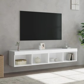 Mobili Porta Tv Con Luci Led 2 Pz Bianchi 80x30x30 Cm /