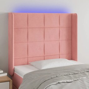 Testiera A Led Rosa 103x16x118/128 Cm İn Velluto /