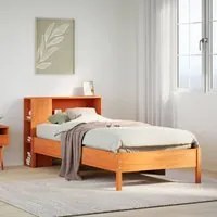 Letto Libreria senza Materasso Marrone Cera 75x190 cm in Pino 3322857