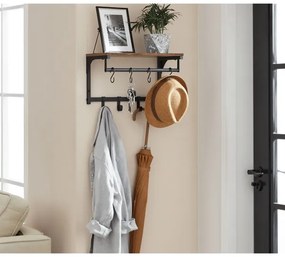 Appendiabiti da parete con ripiano NATE marrone/nero
