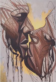Quadro moderno verticale su tela 60x90 cm con rappresentazione bacio astratto