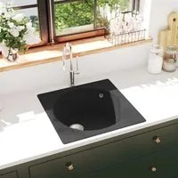 Lavello da Cucina con Foro Troppopieno Nero in Granito cod mxl 43566