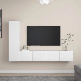 Set mobile tv 4 pz bianco in truciolato